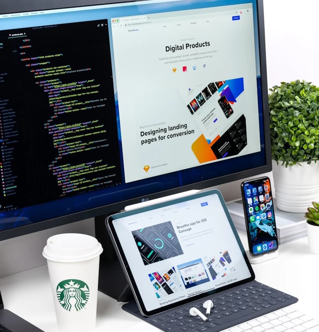 Website Development digital service illustration by Qashnova - We craft high-performing, bespoke websites engineered to con